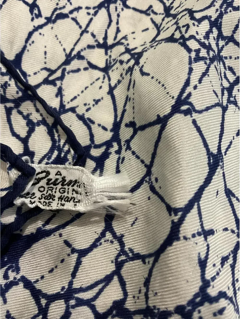 Burmel Vintage  Silk Blue and White Abstract Print Scarf
